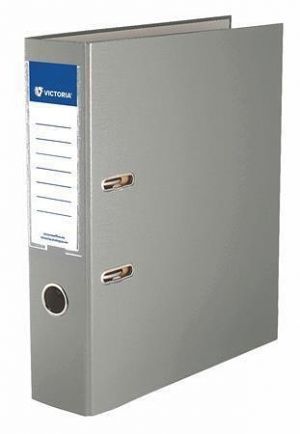 Pákový pořadač "Basic", šedý, 75 mm, A4, PP/karton, VICTORIA
