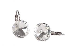 Naušnice, závěsné, "MADE WITH SWAROVSKI ELEMENTS", bílá, 12mm