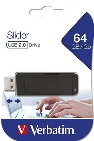 64GB USB Flash 2.0 "Slider", VERBATIM, černý