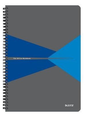 Blok "Office", šedo-modrý, drátěná kroužková vazba, A4, čtverečkovaný, 90 listů, laminovan