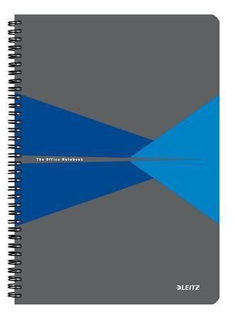 Blok "Office", šedo-modrý, drátěná kroužková vazba, A4, čtverečkovaný, 90 listů, laminovan
