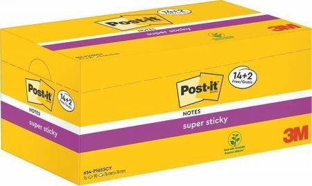 Samolepicí bloček "Super Sticky", různé barvy, 76x76 mm, 24x90 listů, 3M POSTIT