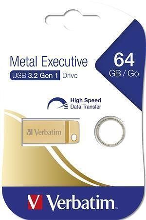 USB flash disk "Executive Metal", zlatá, 64GB, USB 3.0, VERBATIM
