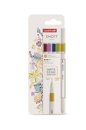 Fineliner "Emott Retro", 5 různých barev, 0,4 mm, UNI 302422265