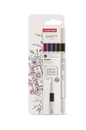 Fineliner "Emott Vintage", 5 různých barev, 0,4 mm, UNI 302422266