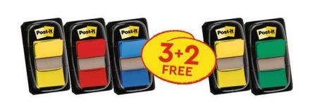 Samolepicí záložky se zásobníkem, mix barev, 25 x 43 mm, 3+2x 50 listů, 3M POSTIT 71002274