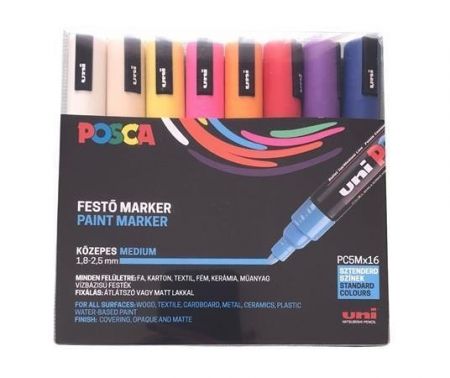 Akrylový popisovač "Posca PC-5M", sada, 16 barev, 1,8-2,5 mm, UNI 2UPC5M16DB