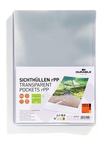 Euroobal "rPP", transparentní, "L",  A4, PP, 100 mikronů, DURABLE 247819