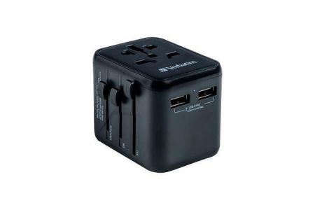 Cestovní adaptér "UTA-01", univerzální, 2x USB, VERBATIM 49543