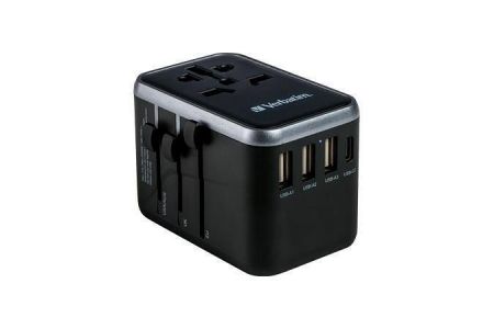 Cestovní adaptér "UTA-04", univerzální, USB-A (QC 3.0) / USB-C (PD61W) 2x USB, VERBATIM 49