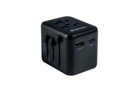 Cestovní adaptér "UTA-02", univerzální, USB-A (QC 3.0) / USB-C (PD20W) 2x USB, VERBATIM 49
