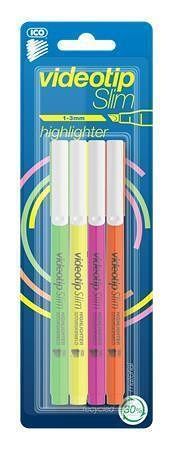 Zvýrazňovač "Videotip Slim", 4 barvy, 1-3 mm, ICO 9580120004