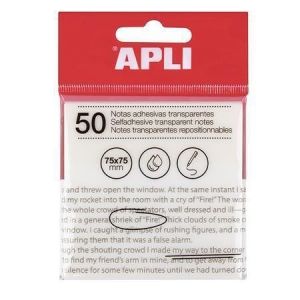 Samolepicí bloček, transparentní, 75 x 75 mm, voděodolný, APLI 19568