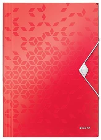 Desky s gumičkou "Wow", červená, A4, PP, LEITZ 45990026