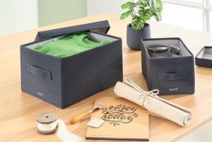 Krabice "Fabric", tmavě šedá, potažená látkou, velikost M, LEITZ 61440089
