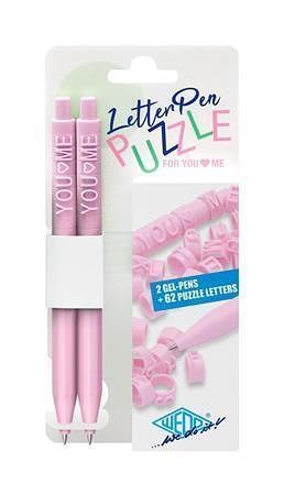 Gelové pero "Letter Pen Puzzle", růžová, puzzle, stiskací mechanismus, 2 ks WEDO 2533009