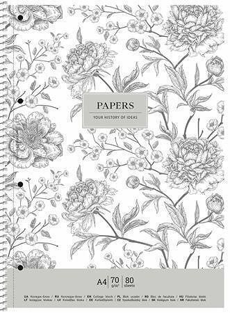 Spirálový sešit "Vintage flowers", mix motivů, linkovaný, A4+, 80 listů, SHKOLYARYK A4-080