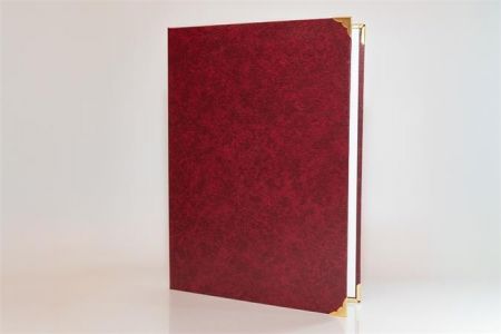 Obal na certifikáty, bordó, A4, exkluzivní, koženka, kovové rohy
