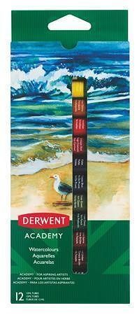 Temperové barvy "Academy", 12 ks, 12 ml, DERWENT