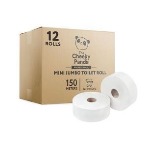 Toaletní papír, bílá, bambusový, 2-vrstvý, 150 m, průměr 18 cm, 12 rolí, CHEEKY PANDA 76-P