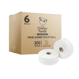 Toaletní papír, bílá, bambusový, 2-vrstvý, 300 m, průměr 24,2 cm, 6 rolí, CHEEKY PANDA 76-