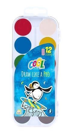 Vodové barvy, 12 barev, 24 mm, COOL by Victoria