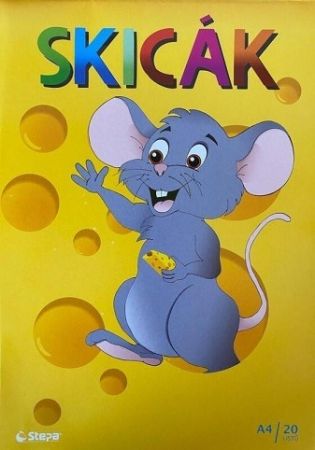 Skicák, kreslicí karton A4, 20 listů, 180g/m2, bílá, STEPA