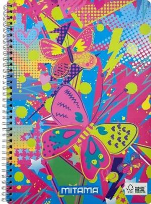 Spirálový sešit "Fantasy colours", A4+, linkovaný, 60 listů, květiny, MITAMA 62620-90064