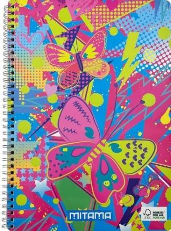 Spirálový sešit "Fantasy colours", A4+, linkovaný, 60 listů, květiny, MITAMA 62620-90064