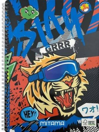 Spirálový sešit "Fantasy colours", A4+, linkovaný, 60 listů, fotbal, MITAMA 62620-90068