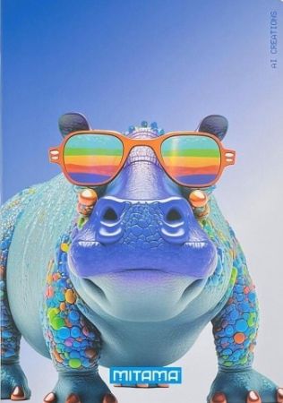 Sešit "Animal", A4+, čtverečkovaný, 40+2 listů, hroch, MITAMA 62732-90096