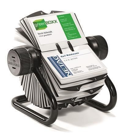 Vizitkář otočný "VISIFIX", černá, na 400 ks, horizontální, kovový, DURABLE 248101