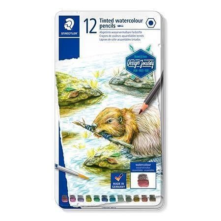 Akvarelové pastelky "tinted 146 10T", 12 barev, sada, šestihranná, STAEDTLER 14610T M12