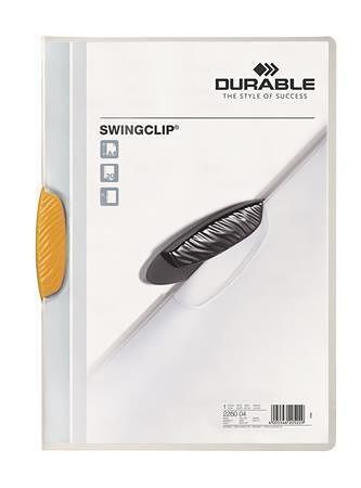 Desky s rychlovazačem "Swingclip 30", žlutá, s klipem, A4, DURABLE 226004