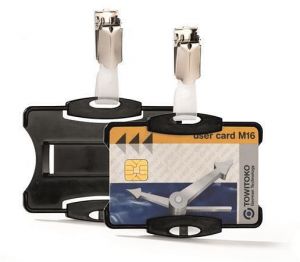 Držák jmenovek s klipem, černá, 54 x 85 mm, DURABLE 811801