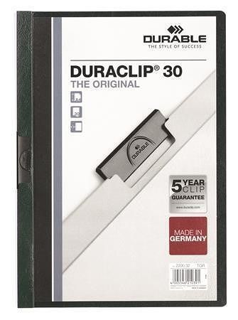 Desky s rychlovazačem "DURACLIP 30", tmavě zelená, s klipem, A4, DURABLE 220032