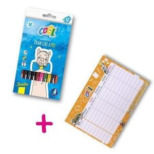 Školní balíček COOL BY VICTORIA 2: Barevné pastelky jumbo + DÁREK: Rozvrh hodin, COOL BY V