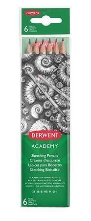 Grafitové tužky "Academy", 6 tvrdostí, šestihranná, DERWENT 2300086