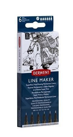 Linery "Line Marker", sada 6ks, 0,05/0,1/0,2/ 0,3/0,5/0,8 mm, DERWENT 2305559 