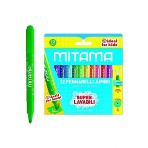 Fixy JUMBO, sada, 12 ks, omyvatelné, 5 mm, kulaté, MITAMA 61998