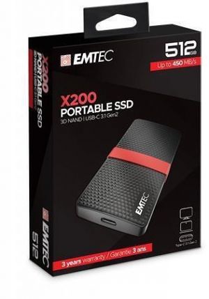SSD (externí paměť) "X200", 512GB, USB 3.2, 420/450 MB/s, EMTEC ECSSD512GX200