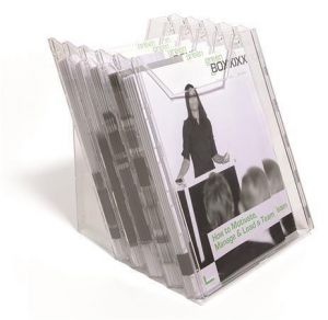 Držák na prospekty "Combiboxx XL", transparentní, stolní i na zeď, A4, 4 přihrádky, DURABL