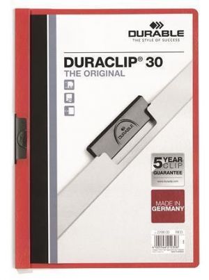 Desky s rychlovazačem "DURACLIP® 30", červená, s klipem, A4, DURABLE