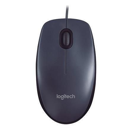 Myš "M90", tmavě šedá, drátová, optická, normální velikost, USB, LOGITECH 910-001793