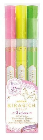 Sada zvýrazňovačů "Kirarirch", 3 barvy, 3,5 mm, klínový hrot, ZEBRA 8116