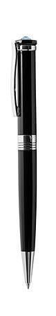 Kuličkové pero "Rimini", černá, s modrým krystalem SWAROVSKI®, 14 cm, ART CRYSTELLA®