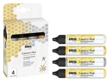 Sada CANDLE PEN GLAMOUR voskové pero pro malování svíček 4ks - sada, KREUL
