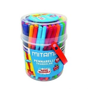 Fixy, sada, 100 ks, omyvatelné, 3 mm, trojhranné, MITAMA 62876