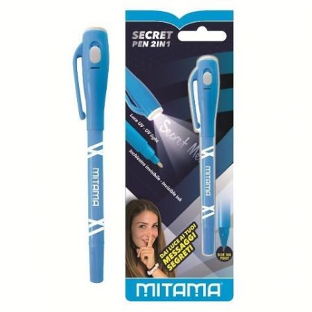 Kuličkové magické pero s UV svítidlem, modrá, 2v1, MITAMA 61921A