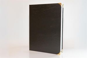 Desky na diplom, černá, A4, koženka, kovové rohy, 5999131712676
